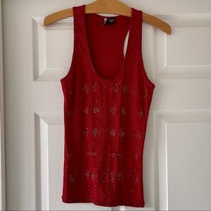 Passport Scoop Neck Sequin Fabric Tank Top Red M (Women’s)